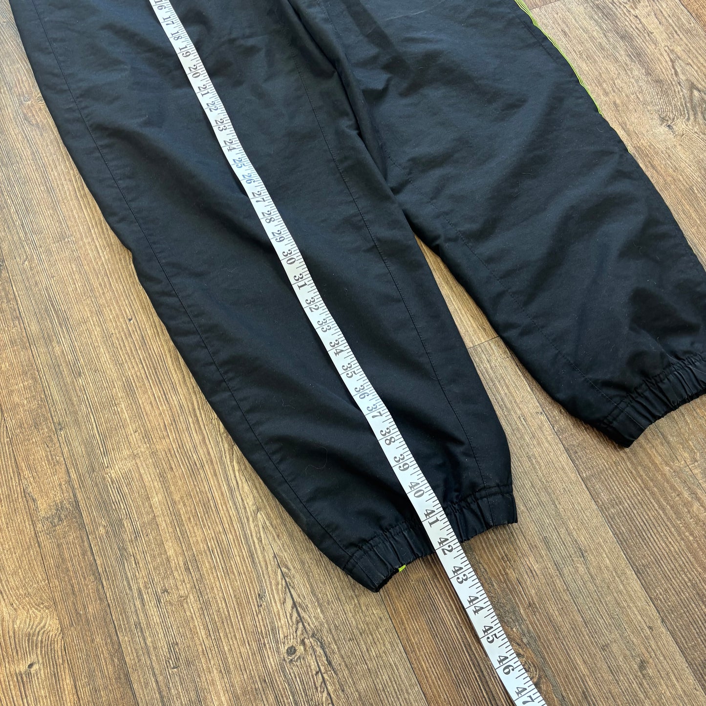 Nike spell out tracksuit bottoms black and neon (L)
