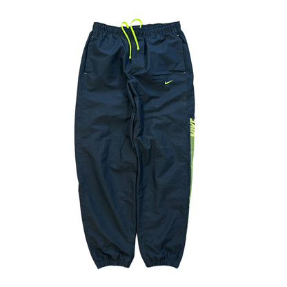 Nike spell out tracksuit bottoms black and neon (L)