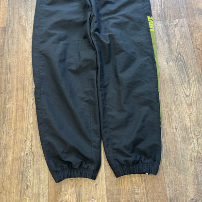 Nike spell out tracksuit bottoms black and neon (L)