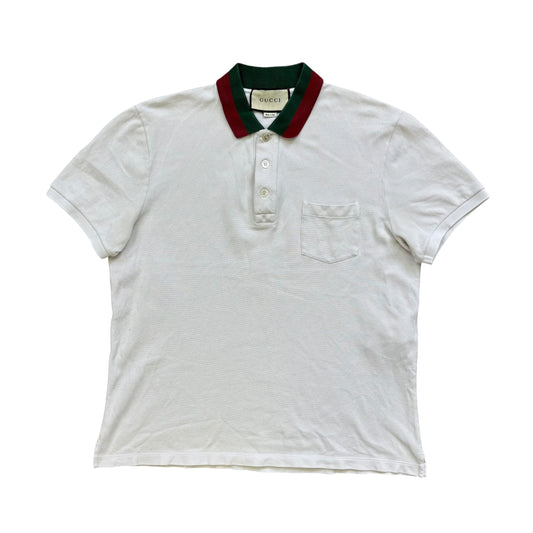 Gucci web collar polo shirt white (L)