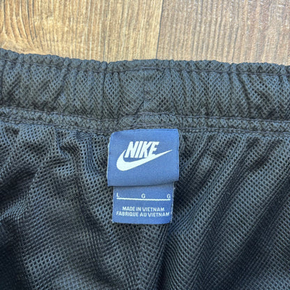 Nike spell out tracksuit bottoms black and neon (L)
